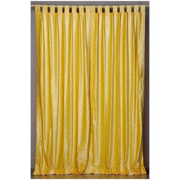 Yellow Tab Top Velvet Curtain, Drape, Panel - Piece