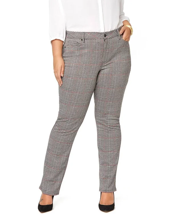 Nydj Plus Marilyn Winchester Plaid Straight Leg Jean