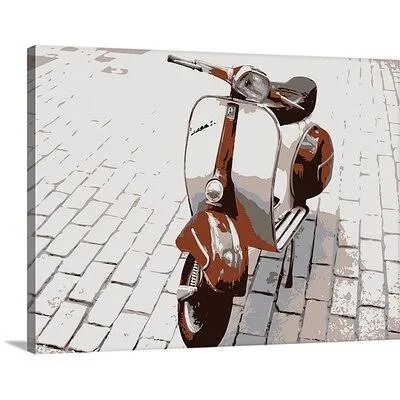 &Vespa Scooter& by Francy Graphic Art Print Ebern Designs Size: 18x22 H x 24x22 W x 1.5x22 D, Format: Canvas