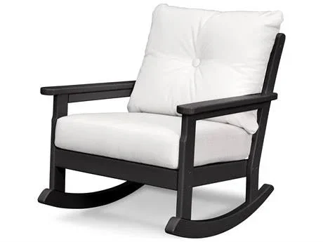POLYWOOD Vineyard Recycled Plastic Lounge Chair Slate Grey POLYWOOD - Granite Cushion - 190609043932