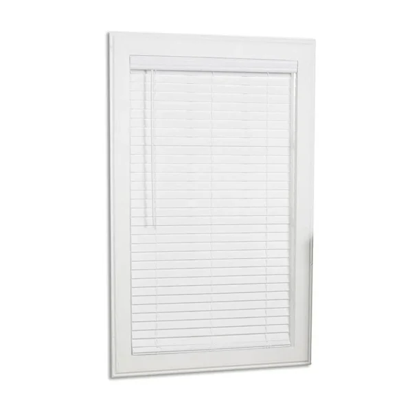Allen + Roth 2-in Slat Width 20.75-in x 84-in Cordless White Faux Wood Room Darkening Full-view Standard Horizontal Blinds - 18J