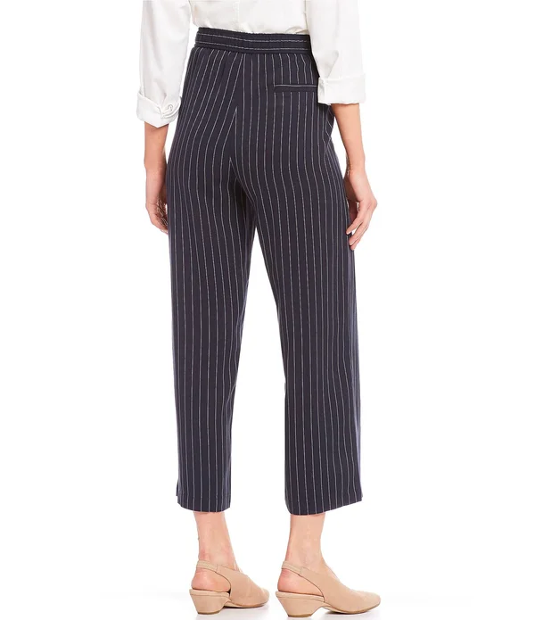 Eileen Fisher Womens Pinstripe Crop Wide Leg Pants