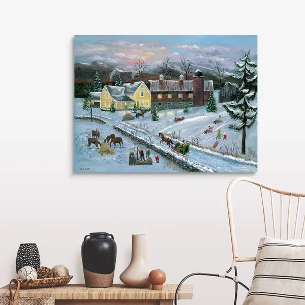 Farm at Dusk - Canvas Wall Art, 40x30, Great Big Canvas