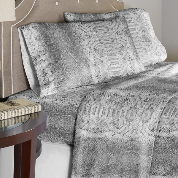 Pointehaven 180 GSM Cotton Flannel Sheet Set - Cal King, Python
