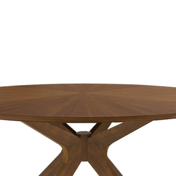 Contemporary 59 inch Round Wooden Dining Table with Spider Legs - Brown
