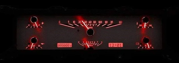 Dakota Digital 67-72 Ford Pickup Analog Gauge System Silver Red VHX-67F-PU-S-R