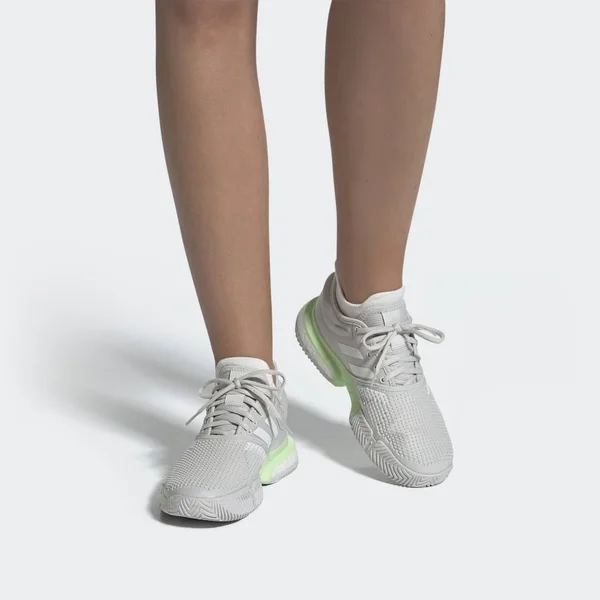 Adidas Women's SoleCourt Boost Tennis Shoes - White/Green - Size 5.5