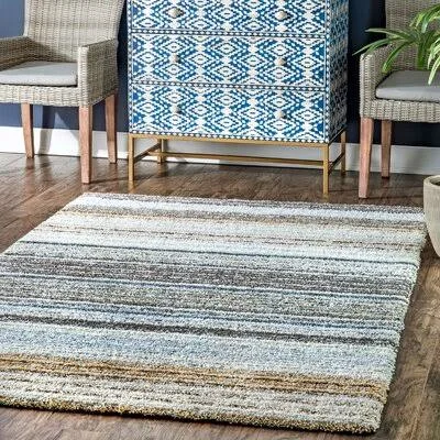 Azuela Hand-Tufted Teal Area Rug Highland Dunes Rug Size: Rectangle 4& x 6&