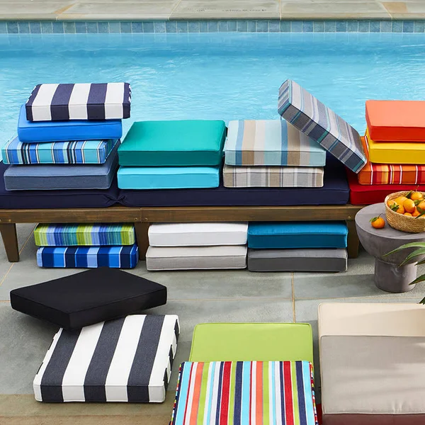 Sunbrella Seat Cushion - Melon Orange - Size 19.5 in. x 18 in., Boxed, The Company Store