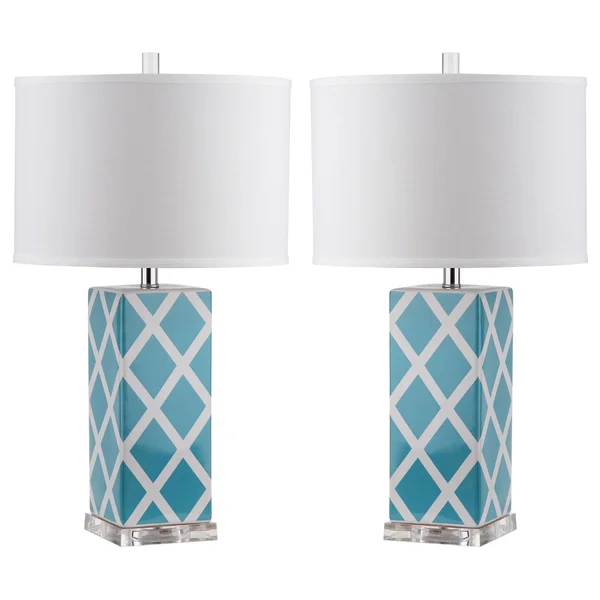 Safavieh Garden Lattice Table Lamp, Set of 2 - Light Blue
