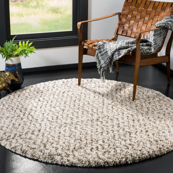 Safavieh Hudson Shag SGH330A Ivory/Grey 7& x 7& Round Area Rug