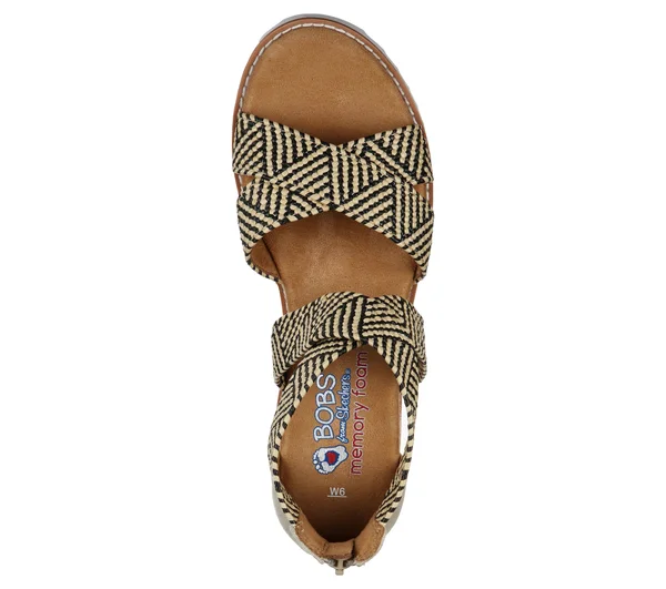 Skechers Women's Bobs Desert Kiss - Summer Sun Sandals - Natural, Black, 7.0