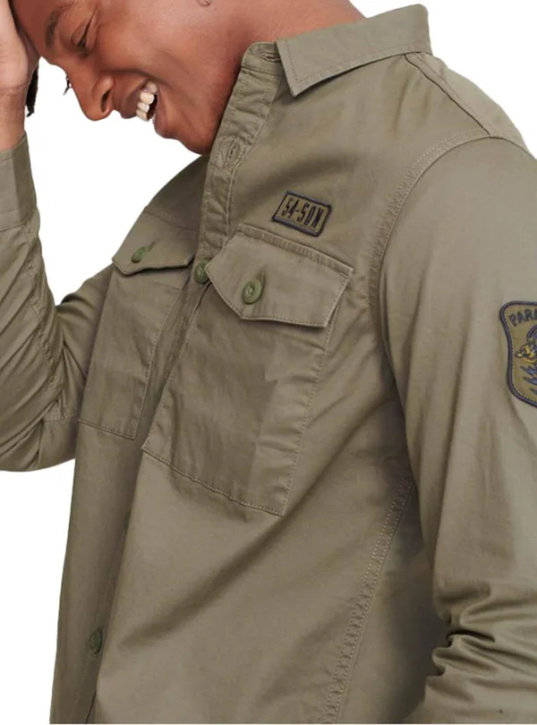 Superdry Core Military Patched Shirt - Green - Casual Shirts
