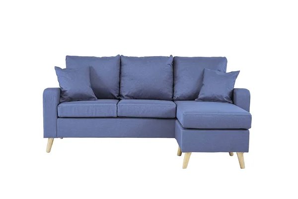 Modern Fabric Small Space Sectional Sofa with Reversible Chaise, Blue