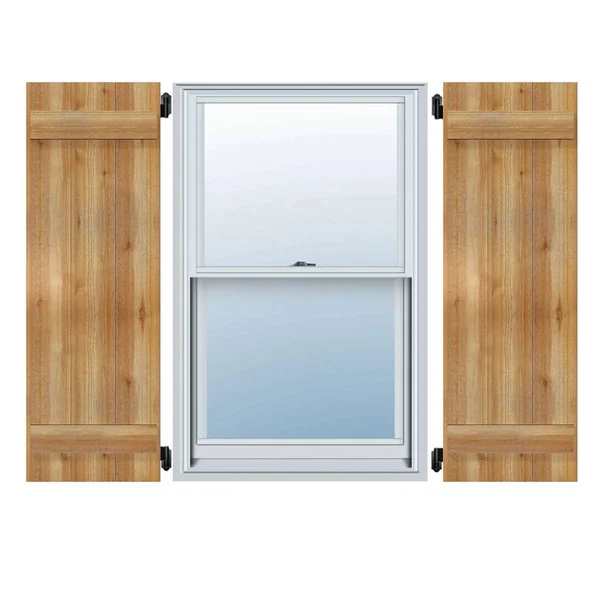 Ekena Millwork RBJ06S32X049RWR 32 1/4x22W x 49x22H TimberCraft Six 5 3/8x22 Boards Joined Board-n-Batten Shutters, Rough Sawn We
