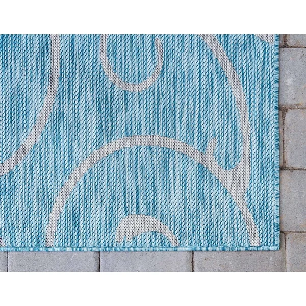 Unique Loom Outdoor Curl Rug - Light Gray (5& 0 x 8& 0)