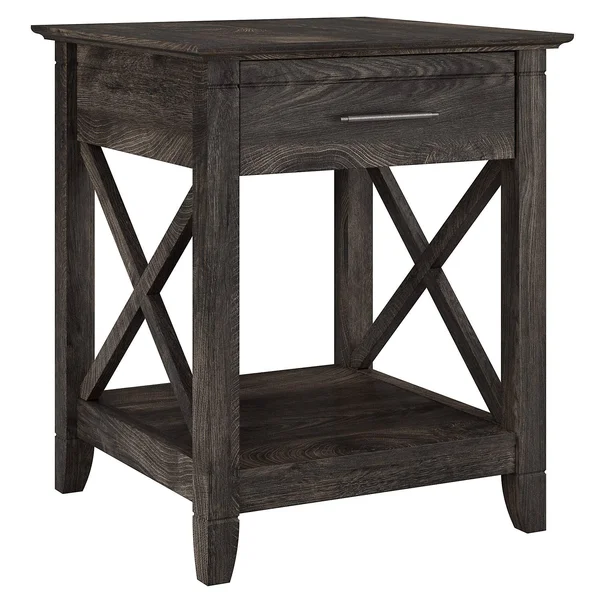 Bush Furniture Key West End Table with Storage - Dark Gray Hickory