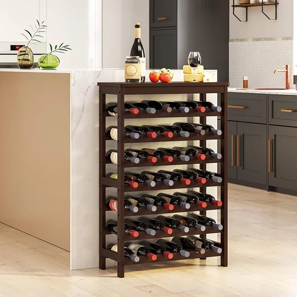 42-Bottle Wine Rack Free Standing FLOOR, 7-Tier Display Wine Storage