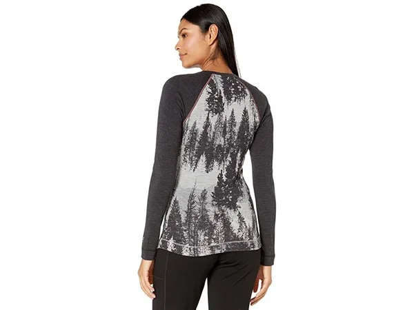 Smartwool Merino 250 Baselayer Pattern Crew - Women's Light Gray Forest Scape - XL