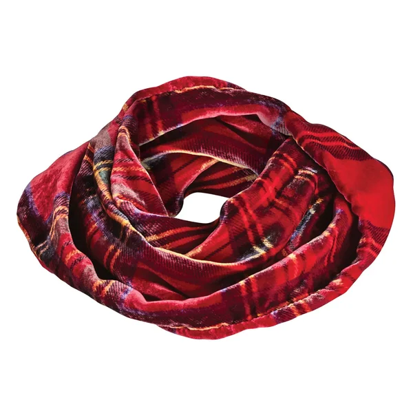 Ladycrow Women's Red Velvet Infinity Scarf, Red Scottish Tartan Plaid, 10x22 x 20x22