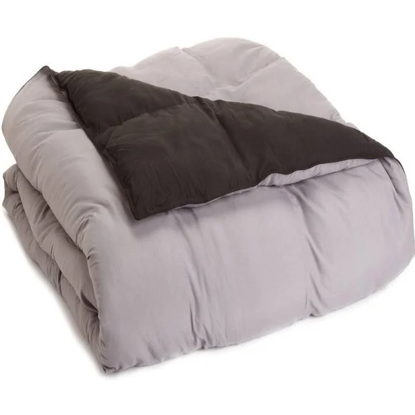 Grand Down All Season Down Alternative Reversible Comforter, Black/Grey, Twin XL