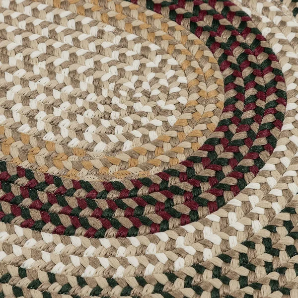 3' x 5' Beige and Green Reversible Oval Area Rug - 34229149