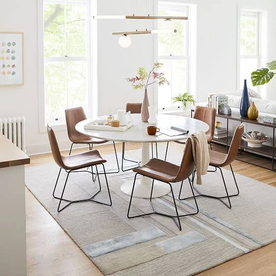 Slope Dining Chair, Ludlow Leather, Navy, Charcoal