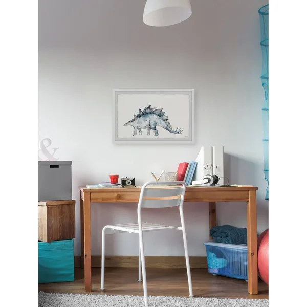 Marmont Hill Spiked Dinosaur Framed Wall Art, Size: 30 inch x 45 inch