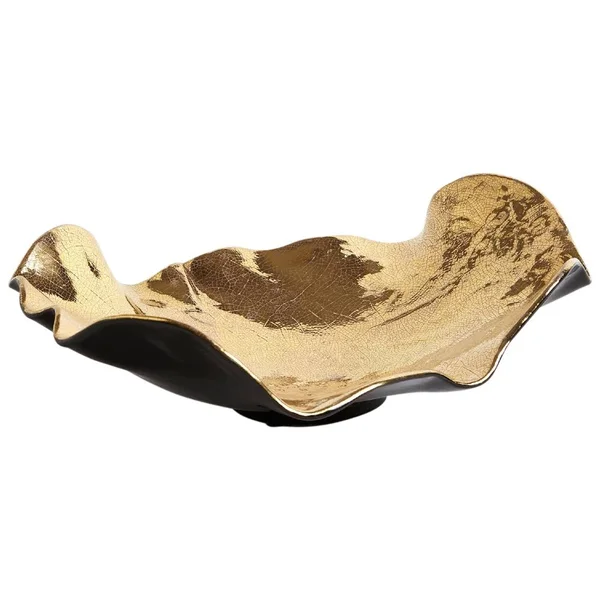 Global Views Wave Platter Crackle, Gold