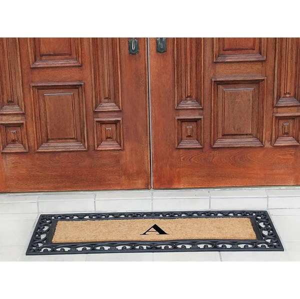 Exclusive Hand Crafted Myla Monogrammed Entry Doormat, 17.7x22 x 47.25x22 - O, 47.25" x 17.7"