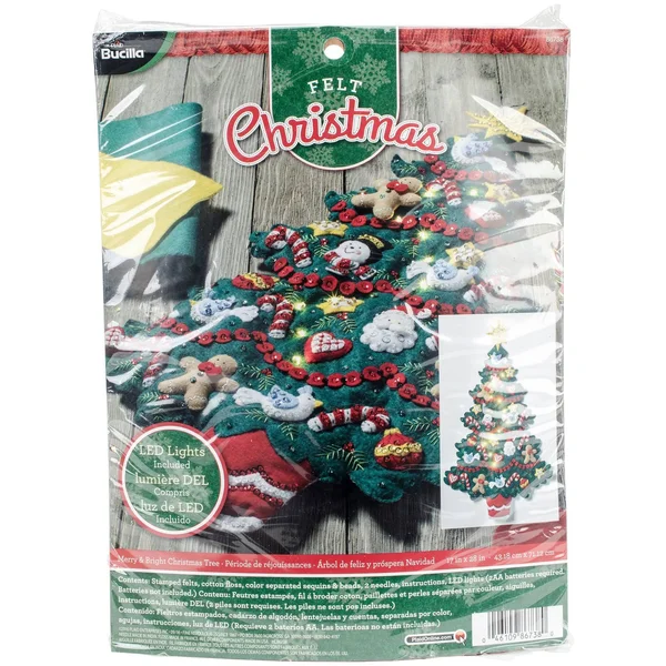 Bucilla Felt Wall Hanging Applique Kit Merry & Bright Christmas Tree
