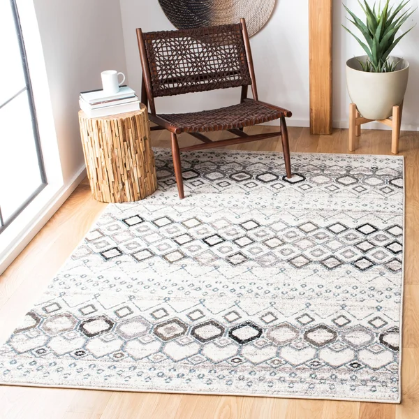 Safavieh 6&-7x22 x 6&-7x22 Square Amsterdam AMS108A Ivory - Grey Rug
