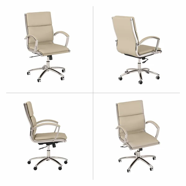 Cabot Mid Back Leather Executive Office Chair in Washed Gray