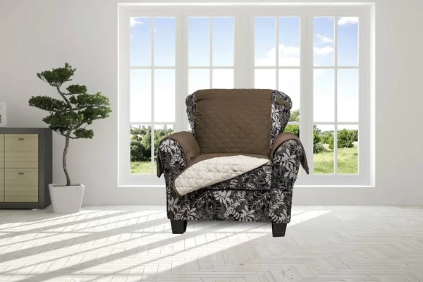 Jameson Reversible Waterproof Recliner Cover with Elastic Buckle in Chocolate-Natural