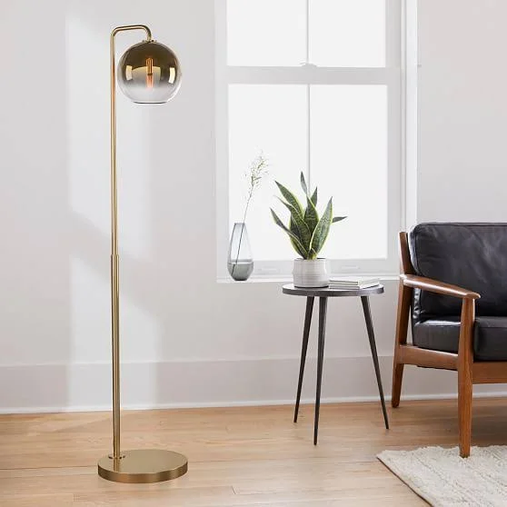 Sculptural Floor Lamp - Globe Small, Gold Ombre, Antique Brass, 8x22