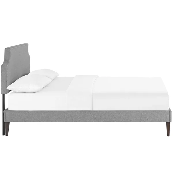 Modway Laura Queen Fabric Platform Bed with Squared Tapered Legs - Azure