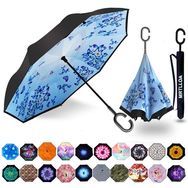 MRTLLOA Inverted Umbrella - Umbrella Windproof, Reverse Umbrella, Umbrellas for Women with UV Protection, Upside Down Umbrella with