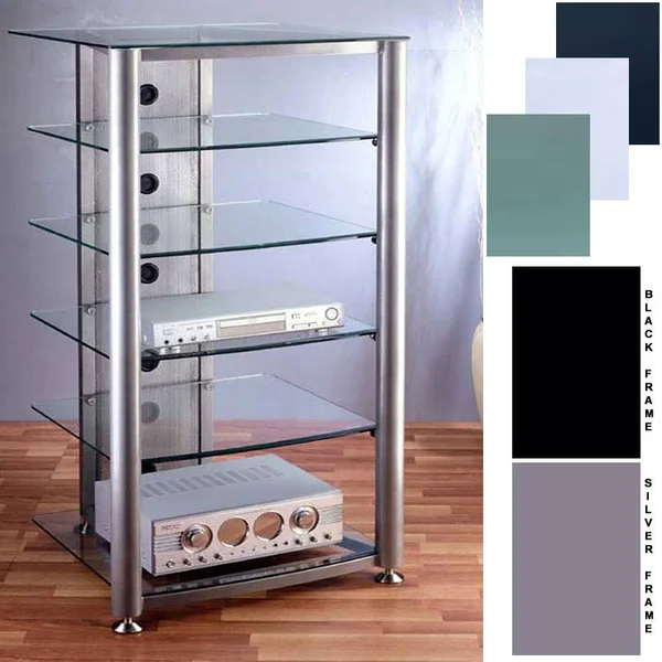 VTI 6 Shelf Glass Audio Rack (Various Finishes) RGR406S - RGR406B