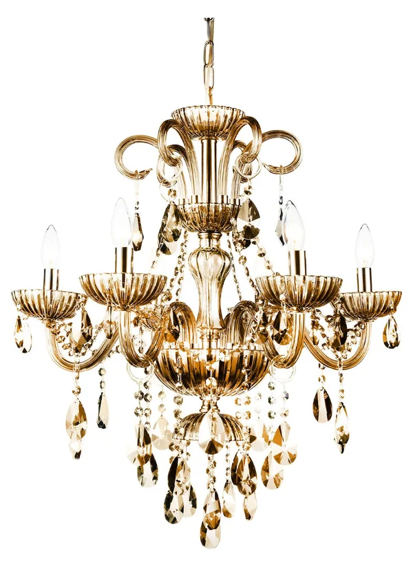 CWI Lighting 6 Light Up Chandelier with Chrome Finish, Cognac