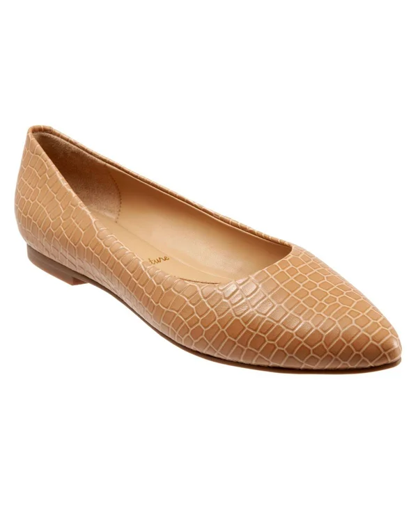 Trotters Women's Estee - Size: 5, Nude Croco Leather
