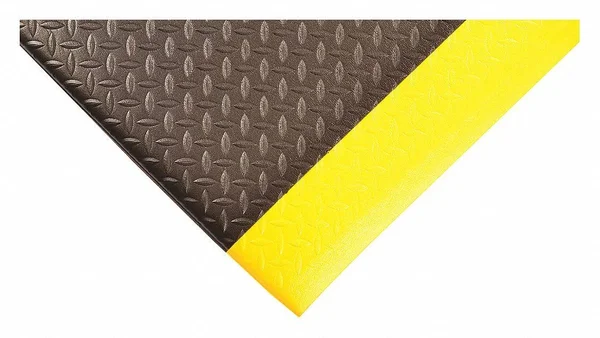 Condor 39R798 Black/Yellow Antifatigue Mat 2 ft. W x 8 ft. L, 1/2