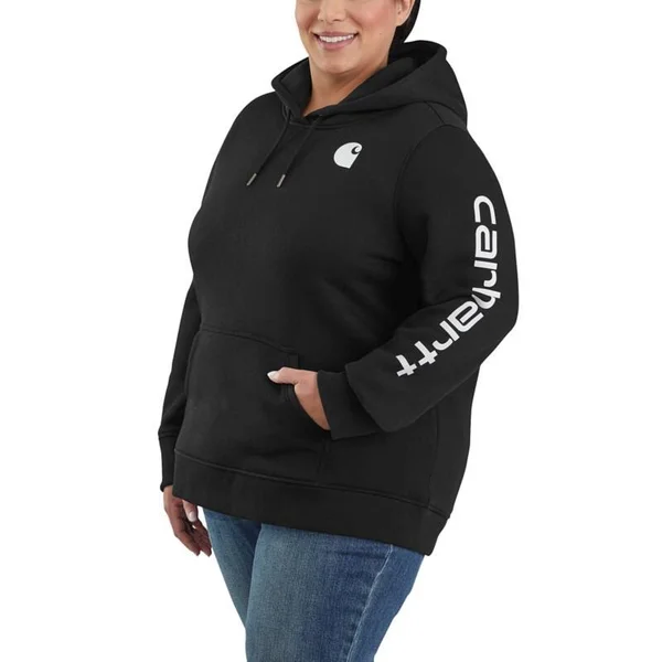 Carhartt Women's Clarksburg Graphic Sleeve Hoodie, Large, Folkstone Gray Space Dye
