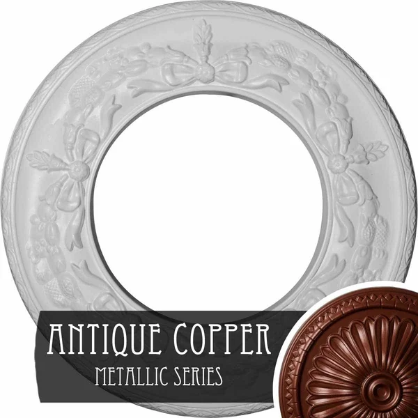13 1/4x22OD x 7 1/8x22ID x 7/8x22P Salem Ceiling Medallion (Fits Canopies Up to 7 1/8x22), Hand-Painted Green Gold