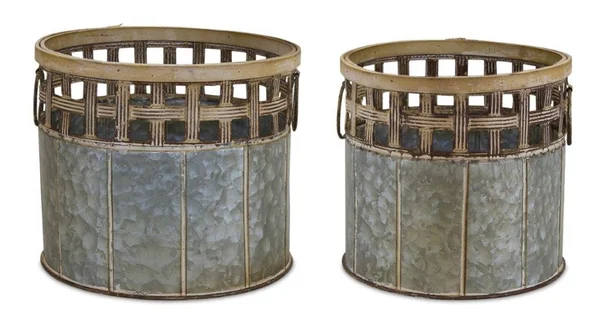 Planter (Set of 2) 8.75x22D x 8.5x22H, 10x22D x 8.5x22H Iron/Bamboo 82188DS