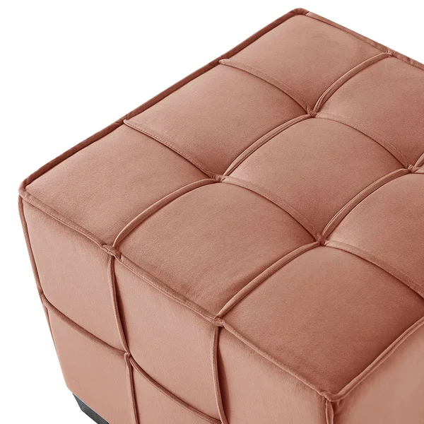 Loft Lyfe Nitudra Modern Blush Velvet Ottoman in Pink, LON114-02BH-LS