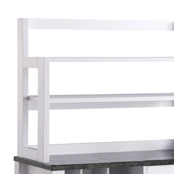 Benjara Bm208906 Wooden Frame Bakers Cabinet with 2 Drawers and Wine Rack, White