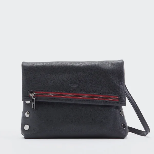 Hammitt VIP Black Gunmetal Red Zip Medium