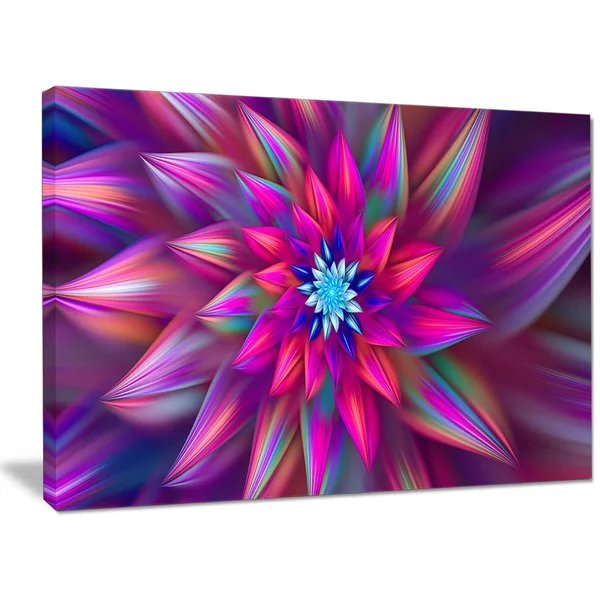 Design Art &Huge Purple Pink Fractal Flower& Graphic Art Print on Canvas - Size: 28 inch H x 60 inch W x 1.5 inch D