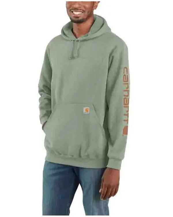 Carhartt Midweight Hooded Logo Sweatshirt, Leaf Green Heather, 4XL Regular