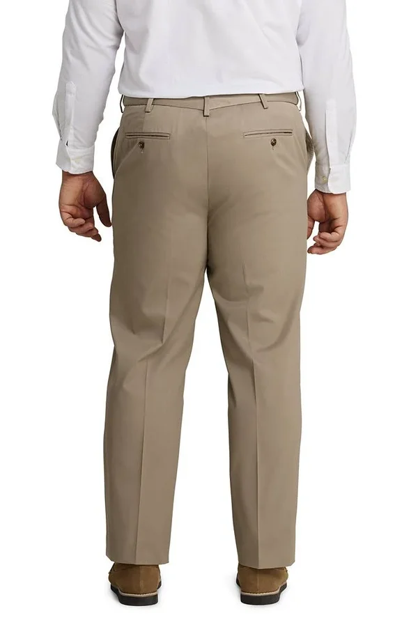 Men's Big and Tall Comfort Waist No Iron Twill Dress Pants - Lands& End - Tan - 52